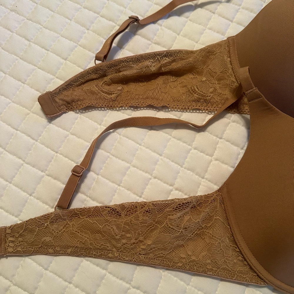 Set of 2 Natori Feathers Underwire Bra 38C Cafe Nude Lace Bra - Picture 8 of 9